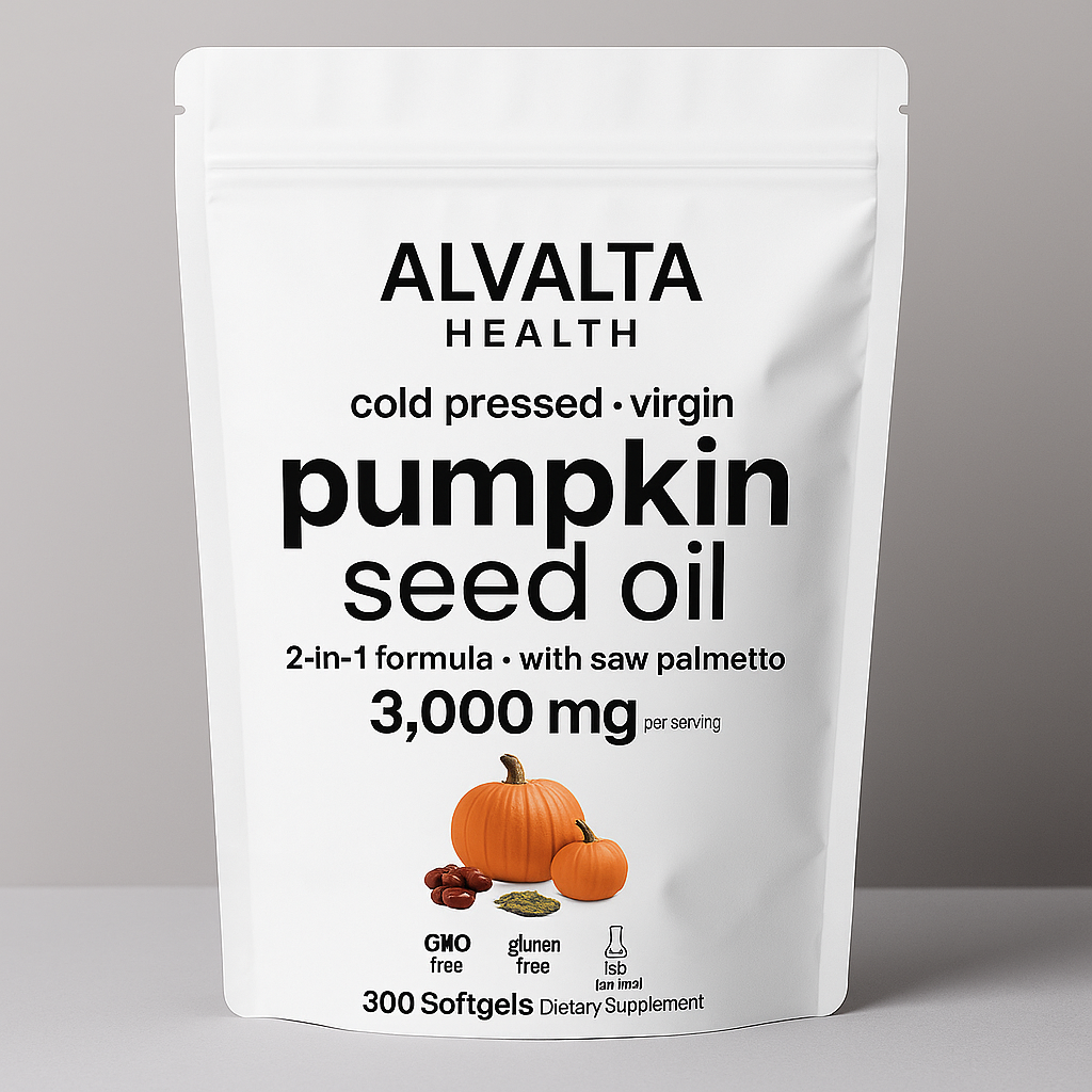 Alvalta Health Pumpkin Seed Oil + Saw Palmetto Softgels – 1000 mg